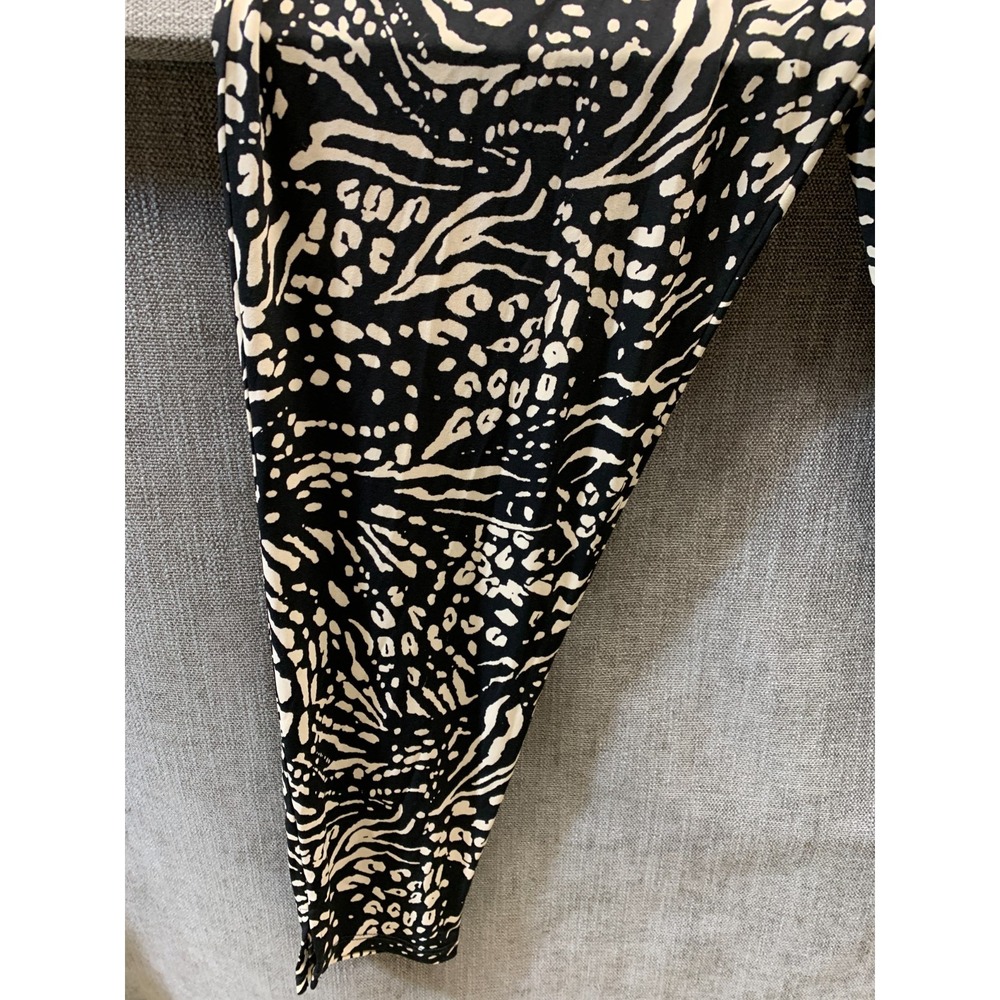 Peyton Jensen Jumpsuit Womens Medium Black Beige Animal Print Spaghetti Straps - Picture 5 of 14